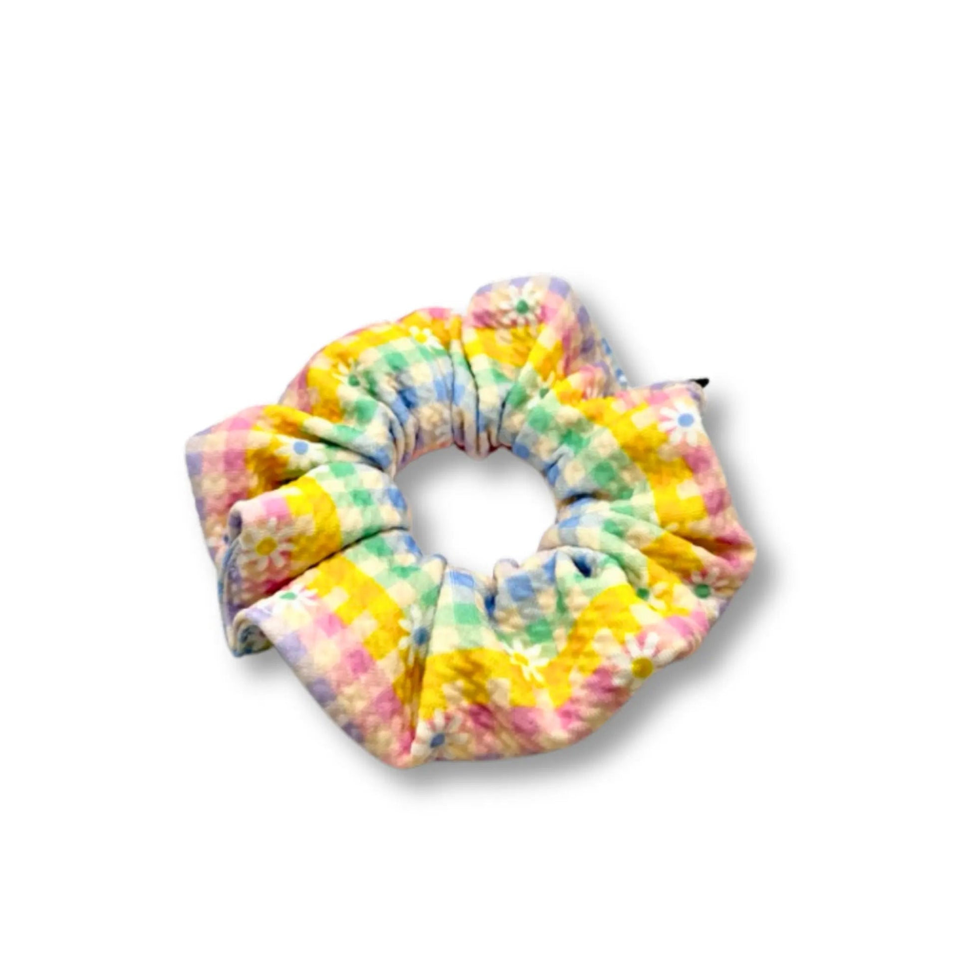 Mini Pastel Gingham Flowers Spring Bullet Scrunchie Enchanted Scrunch