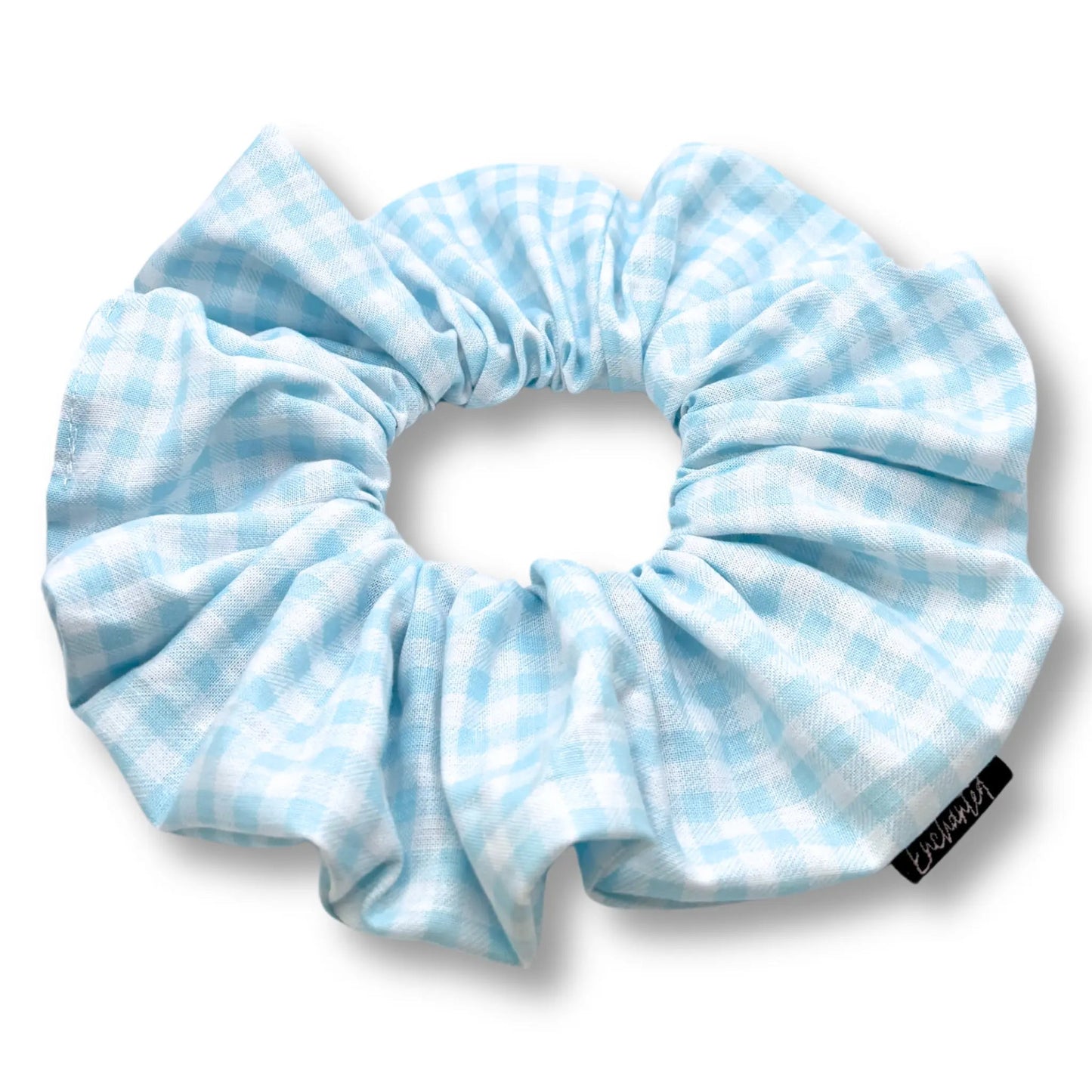 Light Blue Gingham Spring Scrunchie Enchanted Scrunch