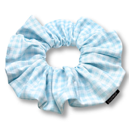 Light Blue Gingham Spring Scrunchie Enchanted Scrunch
