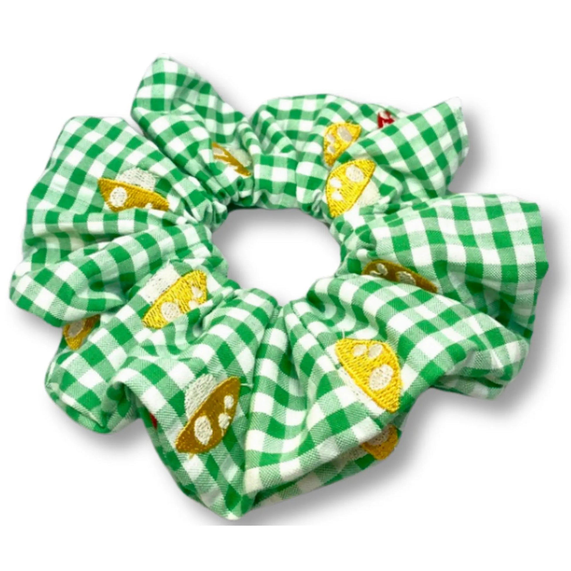 Green Plaid Mushroom Scrunchie Enchanted Scrunch