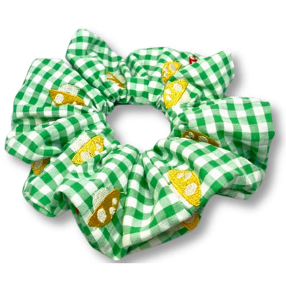 Green Plaid Mushroom Scrunchie Enchanted Scrunch
