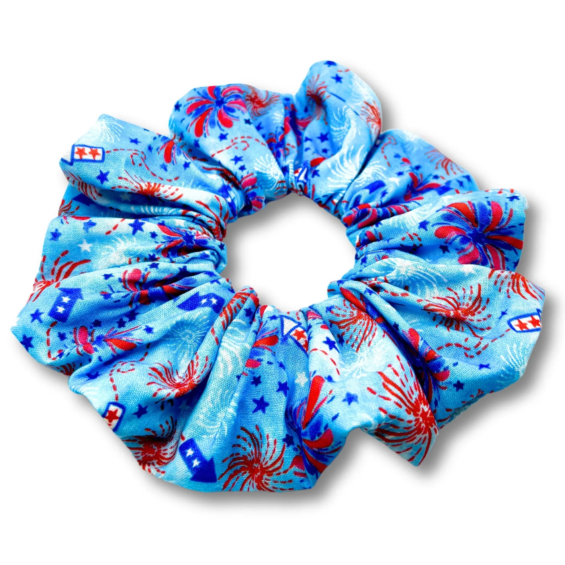 Blue Fireworks 4th of July Scrunchie Enchanted Scrunch