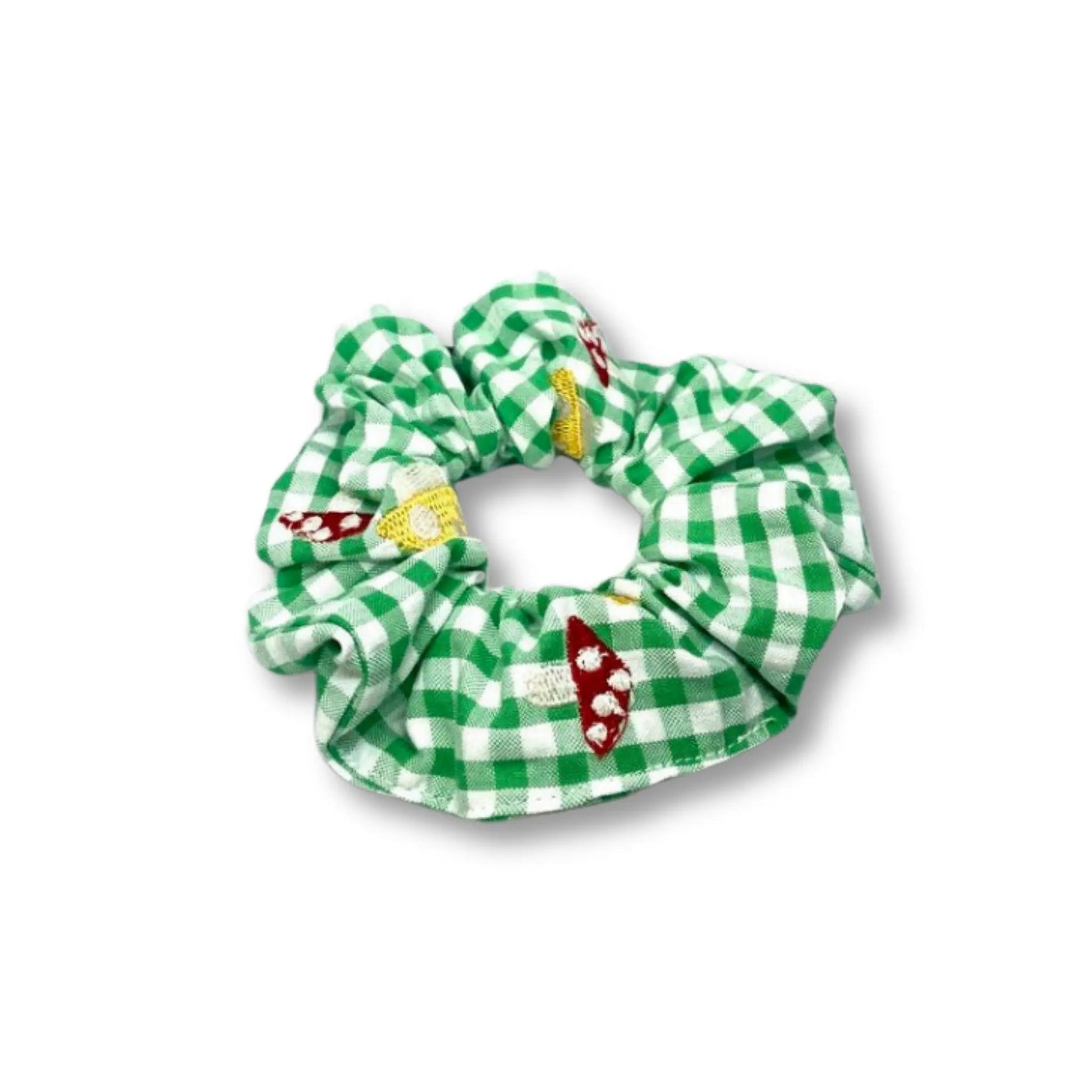 Mini Green Plaid Mushroom Scrunchie Enchanted Scrunch