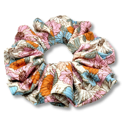 Colorful Flowers Ribbed Scrunchie Enchanted Scrunch