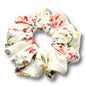 White Floral Summer Ribbed Scrunchie Enchanted Scrunch