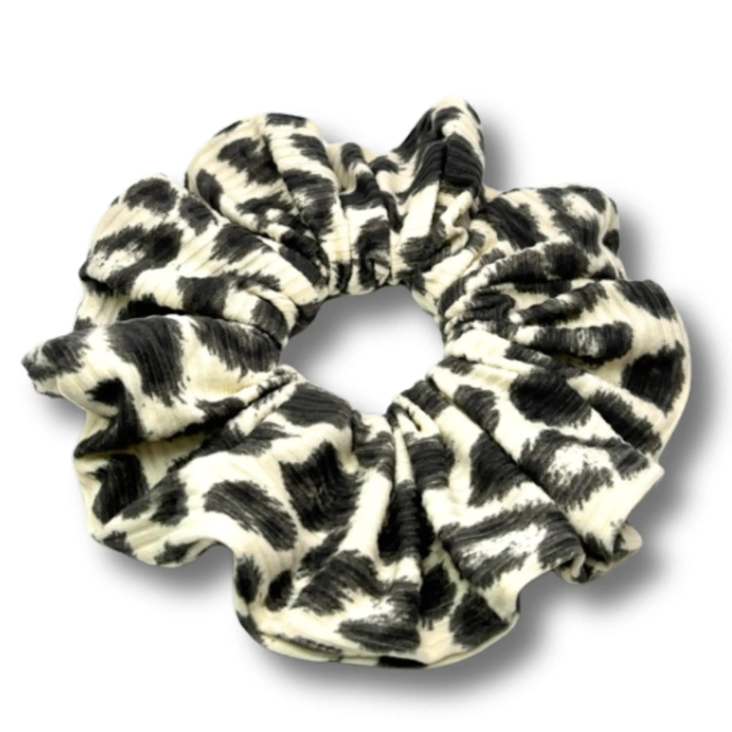 Grey Cheetah Ribbed Scrunchie Enchanted Scrunch