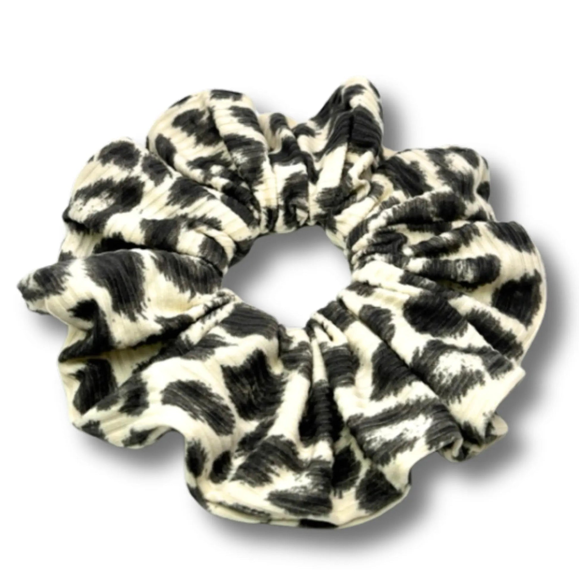 Grey Cheetah Ribbed Scrunchie Enchanted Scrunch