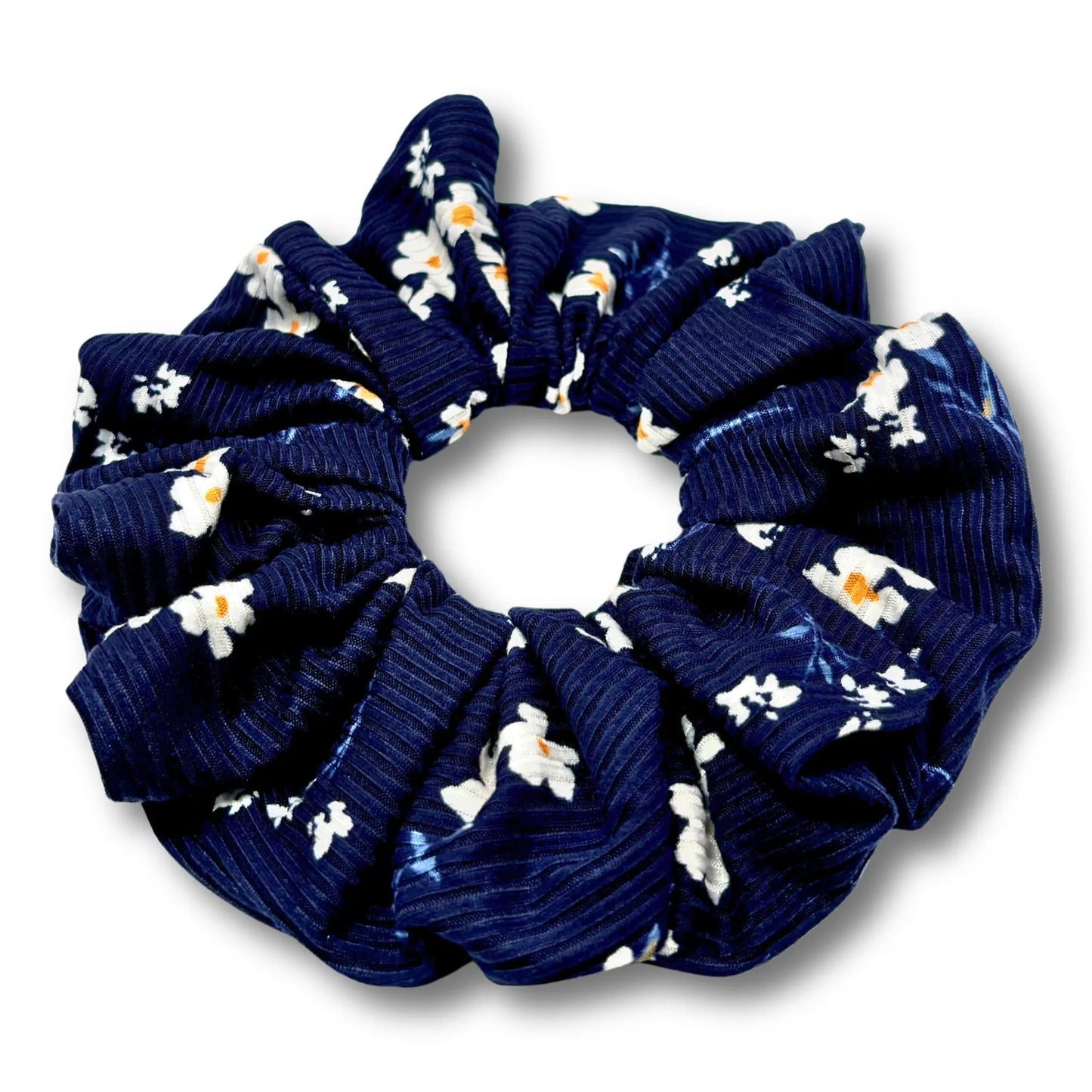 Navy Floral Ribbed Scrunchie Enchanted Scrunch