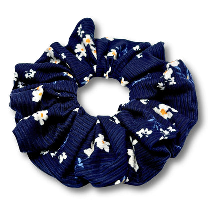 Navy Floral Ribbed Scrunchie Enchanted Scrunch