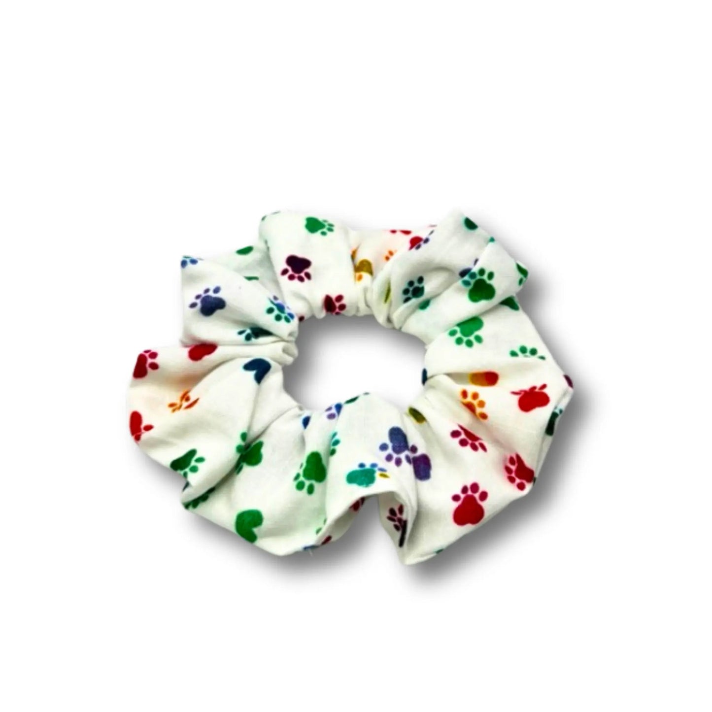 Mini White Colored Paw Print Scrunchie Enchanted Scrunch