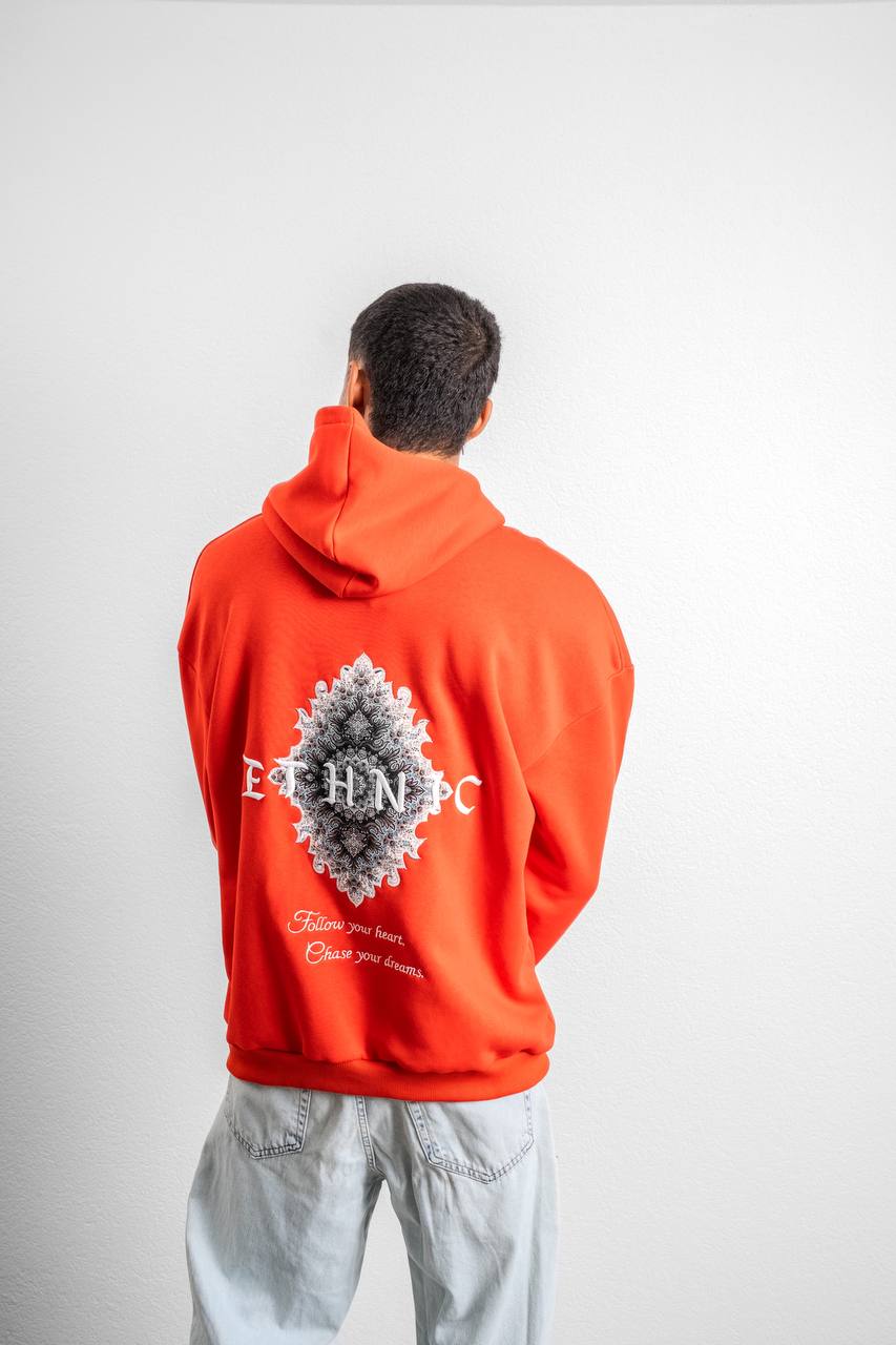 Ethnic Embroidered Oversized Hoodie Sweatshirt Withinblack
