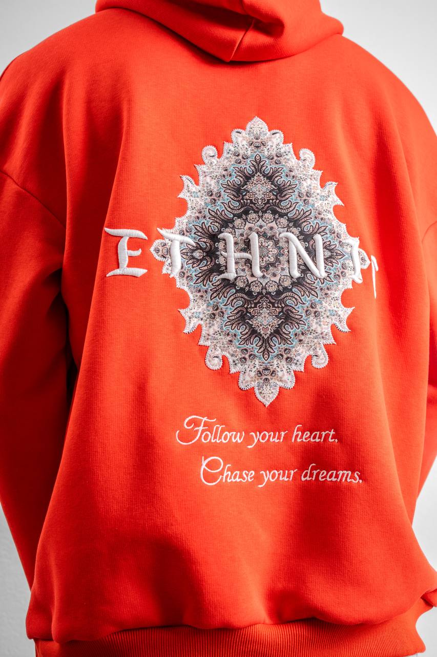Ethnic Embroidered Oversized Hoodie Sweatshirt Withinblack