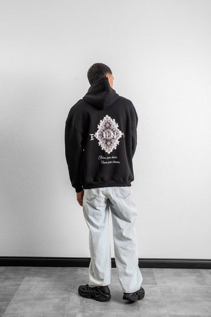 Ethnic Embroidered Oversized Hoodie Sweatshirt Withinblack
