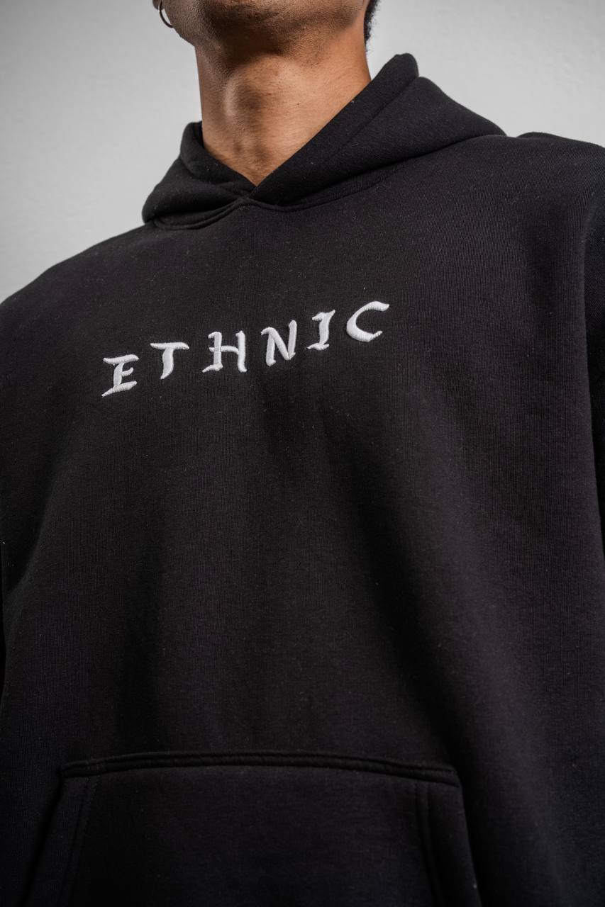 Ethnic Embroidered Oversized Hoodie Sweatshirt Withinblack