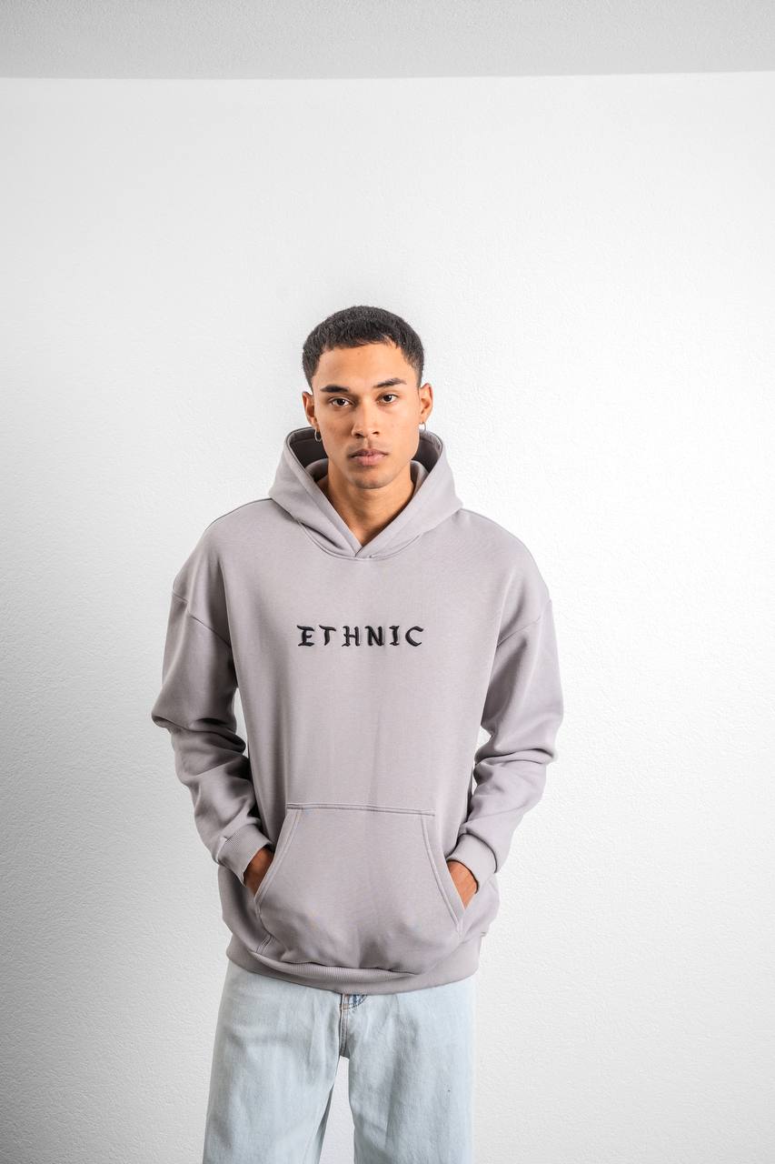 Ethnic Embroidered Oversized Hoodie Sweatshirt Withinblack