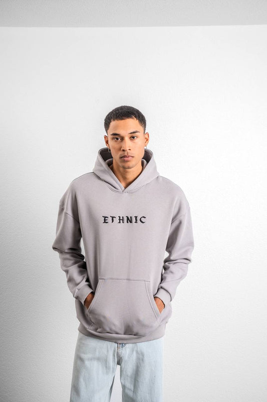 Ethnic Embroidered Oversized Hoodie Sweatshirt Withinblack