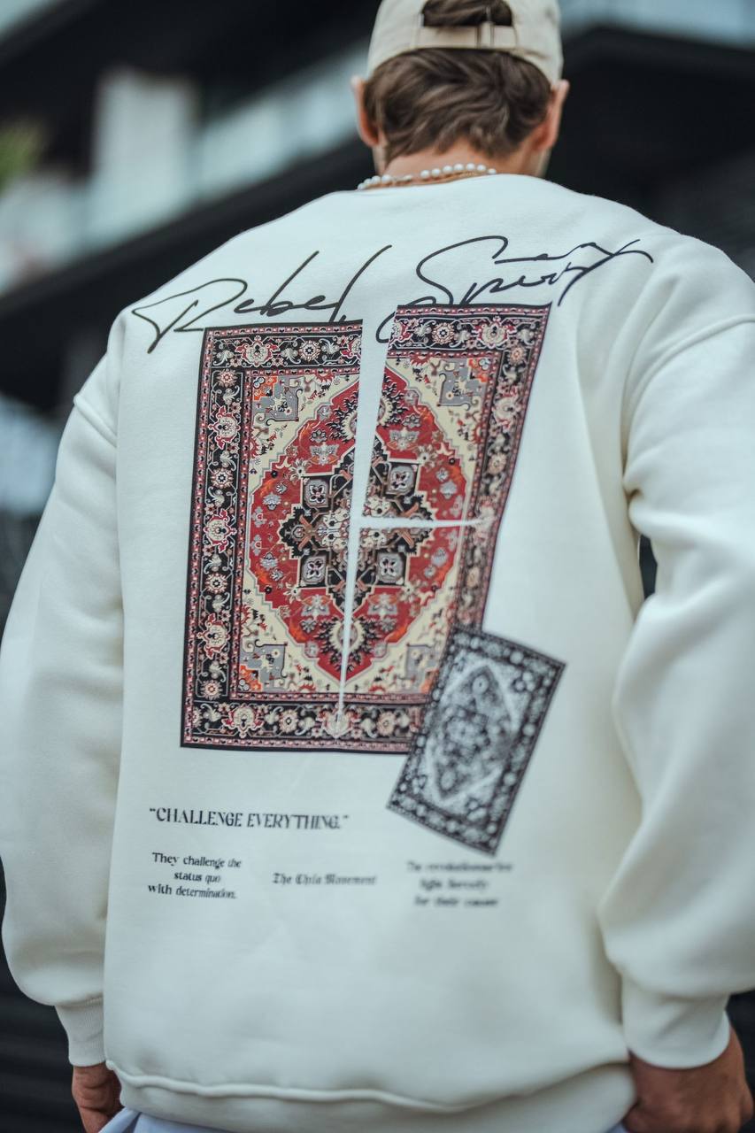 Ethnic Rug Pattern Oversized Sweatshirt - Cozy and Stylish Streetwear Withinblack