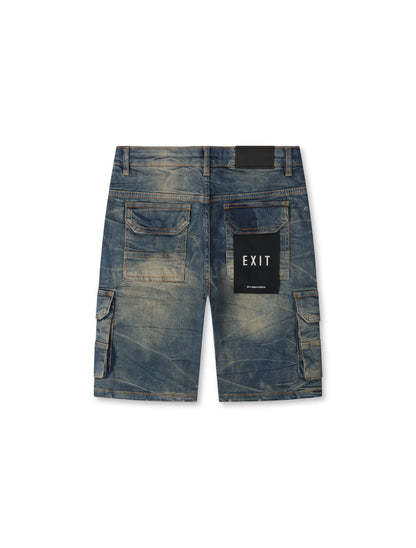 Exit Apparel Cargo Denim Shorts - Blue Denim Exchange