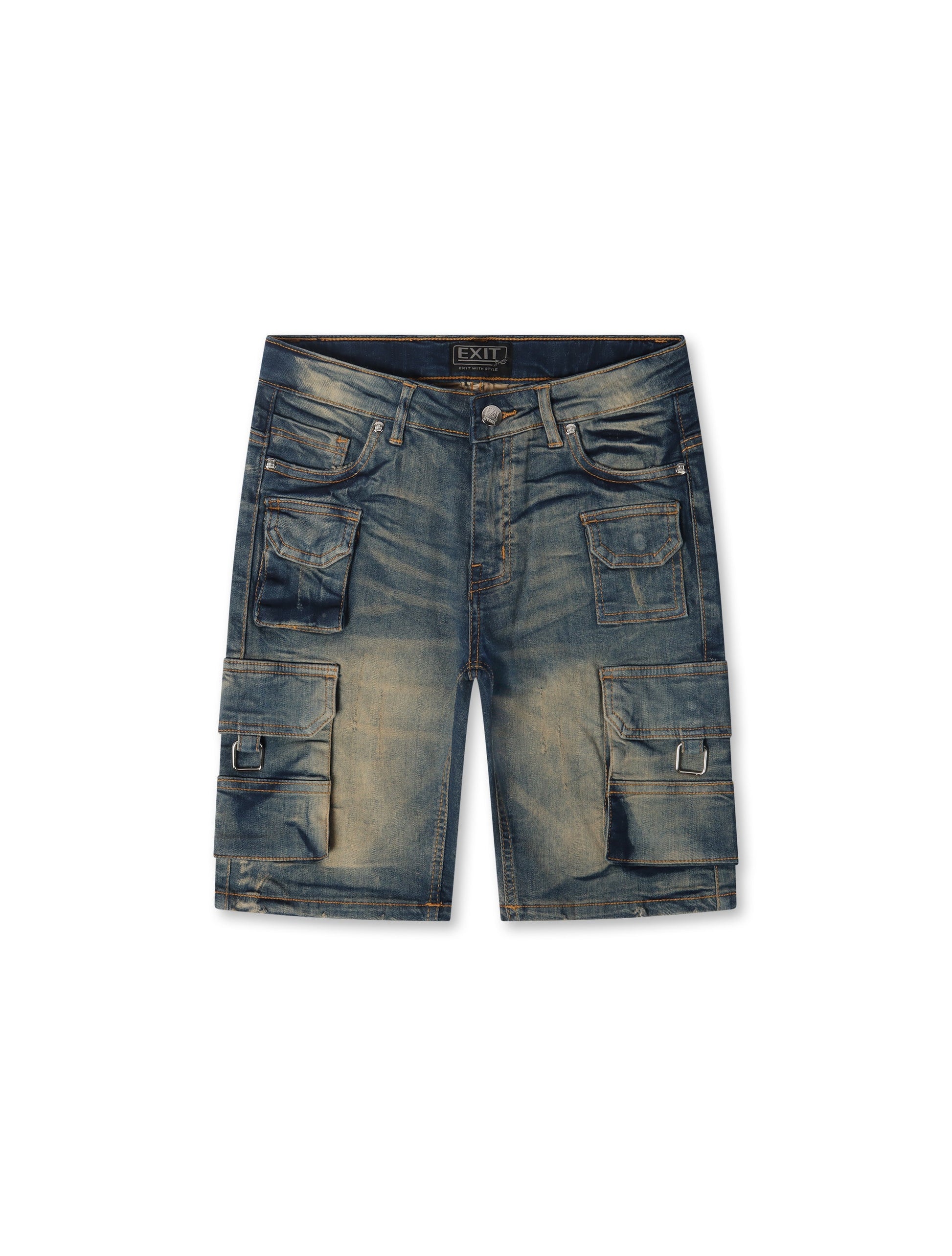 Exit Apparel Cargo Denim Shorts - Blue Denim Exchange