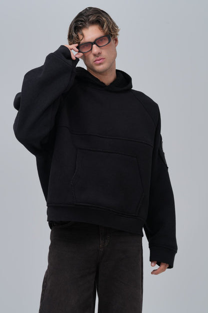Exposed Seam Fleece Hoodie Withinblack