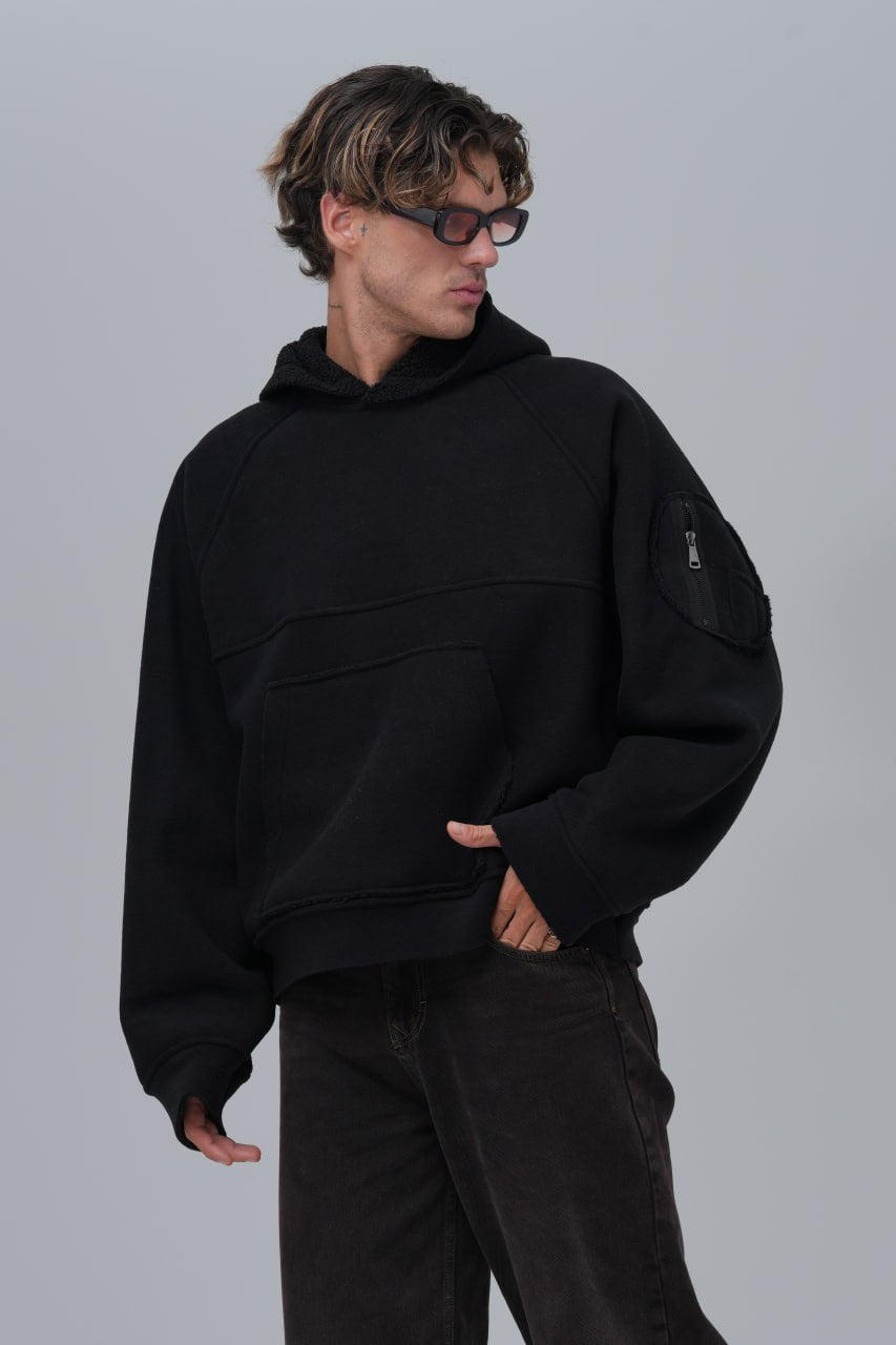 Exposed Seam Fleece Hoodie Withinblack