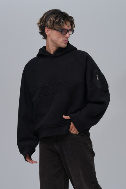 Exposed Seam Fleece Hoodie Withinblack