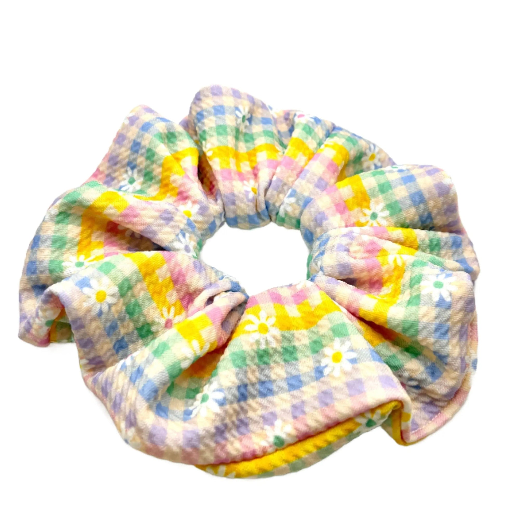 Pastel Gingham Flowers Spring Bullet Scrunchie Enchanted Scrunch