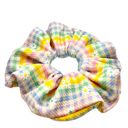 Pastel Gingham Flowers Spring Bullet Scrunchie Enchanted Scrunch