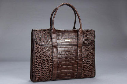 Exotic Croco Leather Laptop Bag - Luxury Genuine Cowhide for Stylish Women Country in My Heart