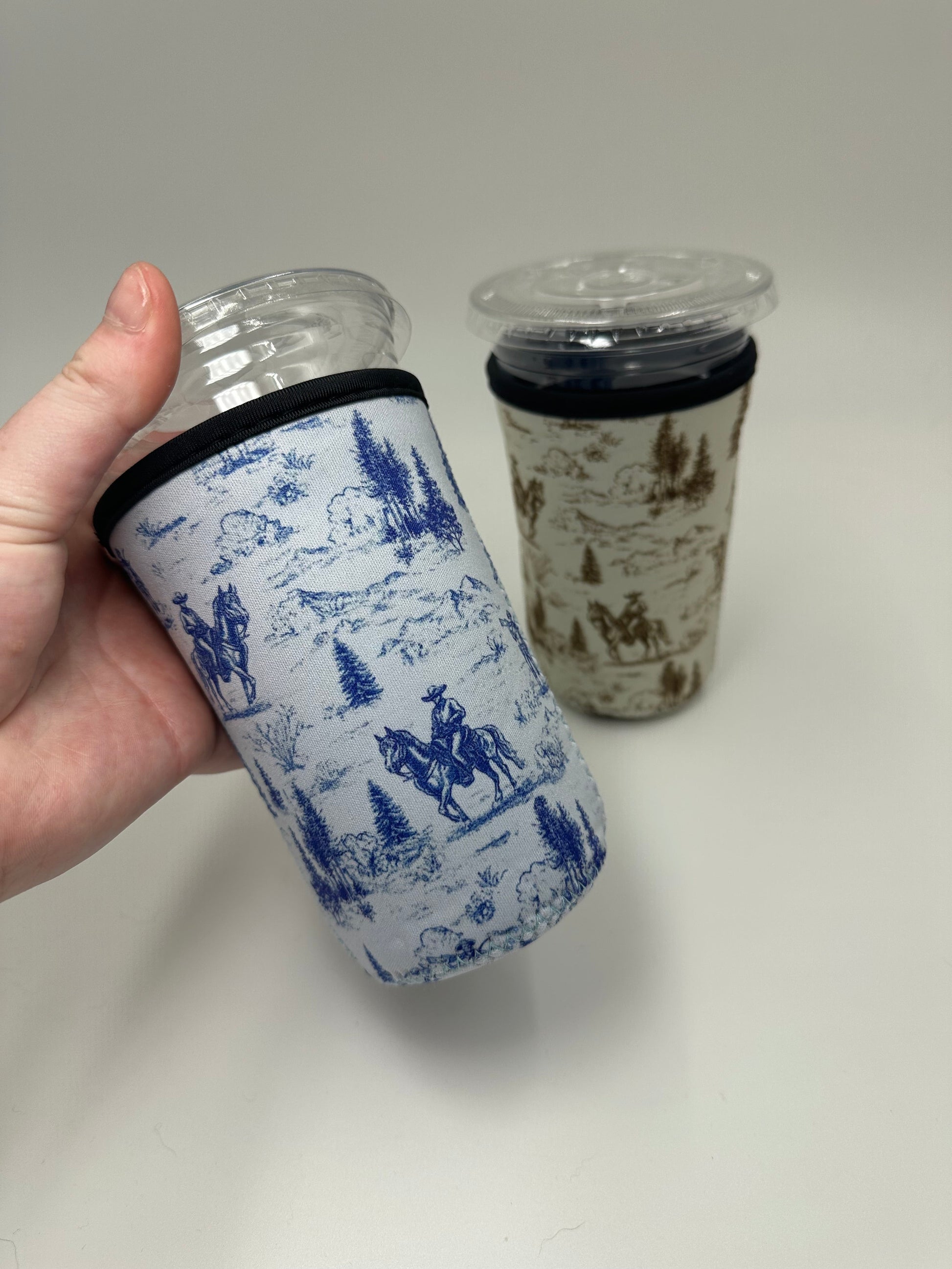 Western Golden Cowboy Coffee Sleeve | Reusable Neoprene Iced Coffee Cup Cover (16–24oz) BashDesignsCo