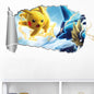 New 3D Pikachu Wall Sticker Pok é mon Wallpaper Self adhesive Cartoon Graffiti Anime Poster Children's Room PVC