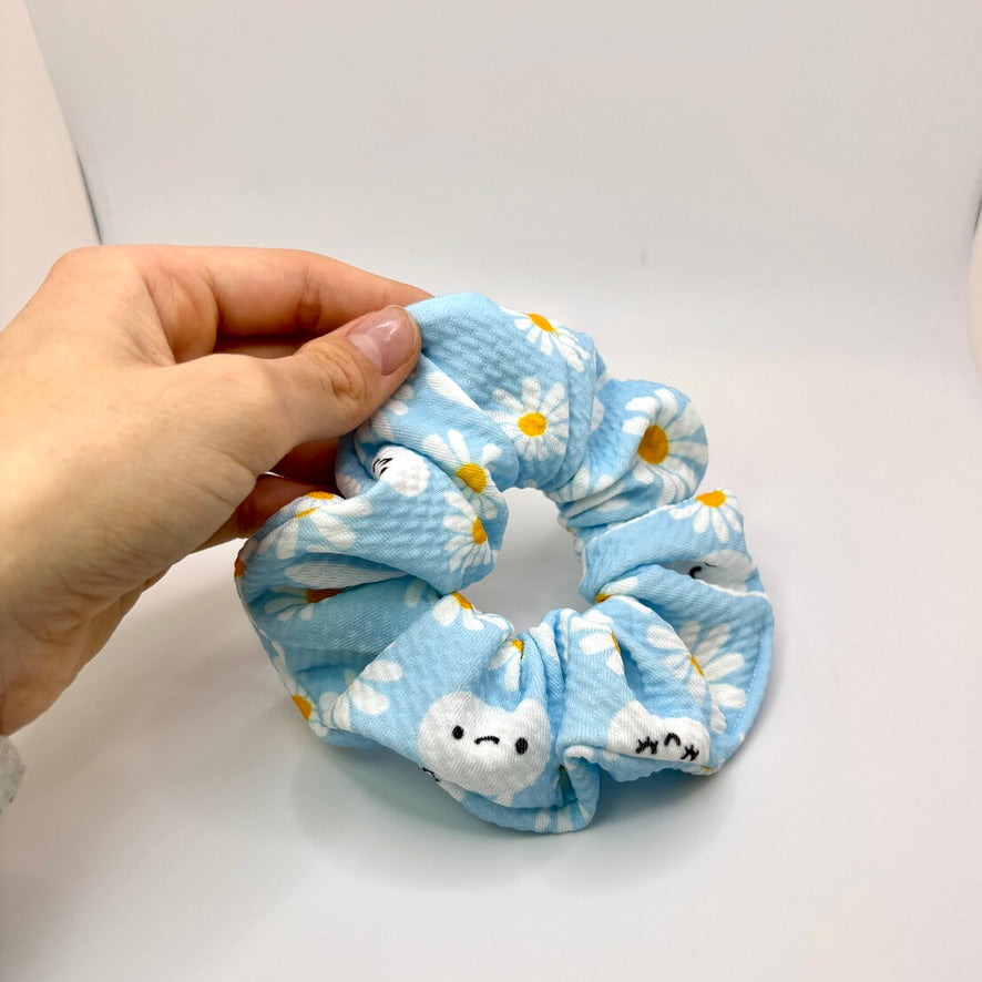 Mini Blue Bunny and Daisy Easter Bullet Scrunchie Enchanted Scrunch