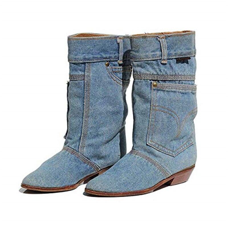 Sky Blue Denim Cowboy Boots Country in My Heart