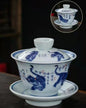 Ceramic set, three talents, covered bowl, old clay, retro kung fu tea set, tea bowl, underglaze tiger cup, Jingdezhen
