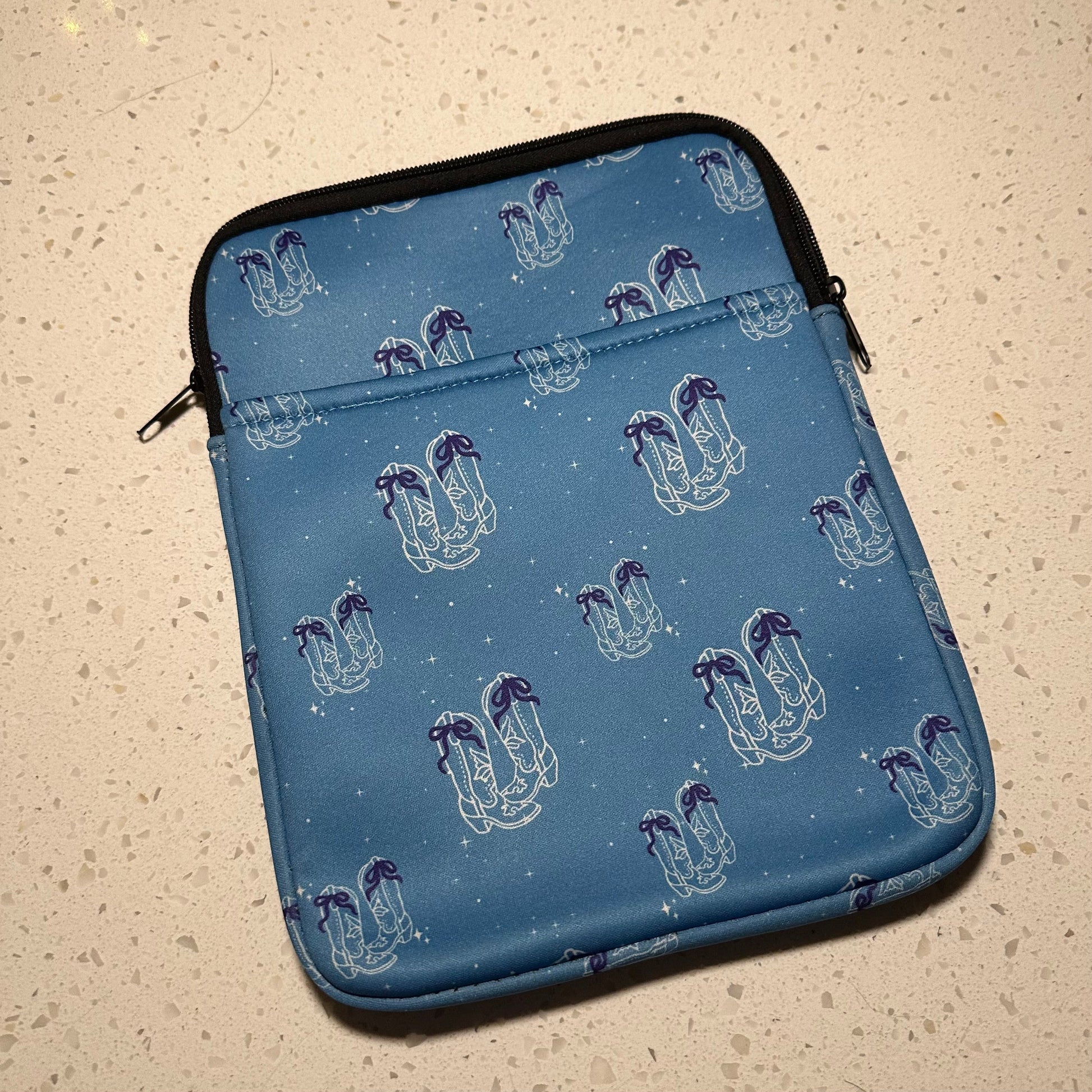 Book Sleeve | Tablet Sleeve | Blue Bow Boots Western Cover BashDesignsCo