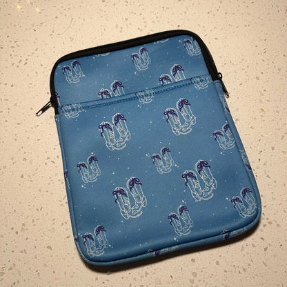 Book Sleeve | Tablet Sleeve | Blue Bow Boots Western Cover BashDesignsCo