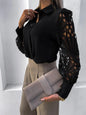 Luxe Lace Button-Up Top - Elegant Cotton Blouse with Lace Details Country in My Heart