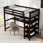 Twin Size Loft Bed with Storage Shelves and Under-bed Desk  Espresso