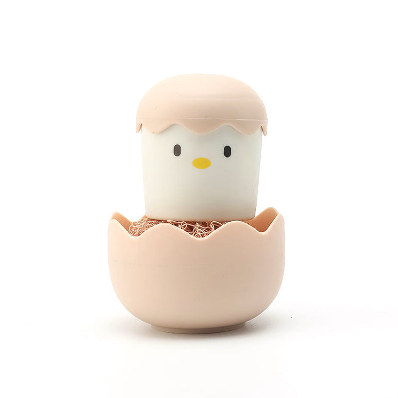 With Handle Nano Cleaning Brush Kitchen Chicken Pot Brush Cartoon Detachable Egg Shell Chicken Does Not Lose Wire Dish Cleaning Ball
