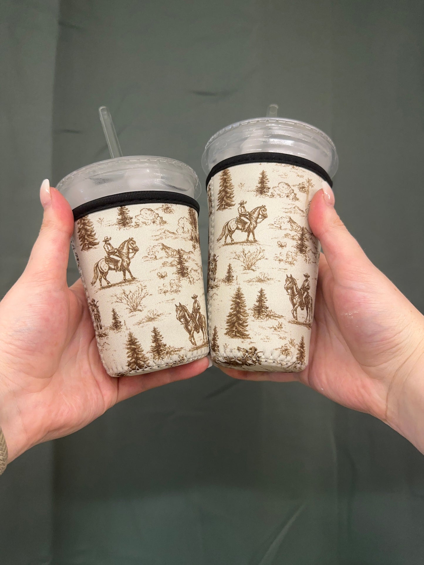 Western Golden Cowboy Coffee Sleeve | Reusable Neoprene Iced Coffee Cup Cover (16–24oz) BashDesignsCo