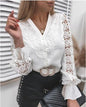 Stylish White Lace Long Sleeved Cut Out Shirt Country in My Heart
