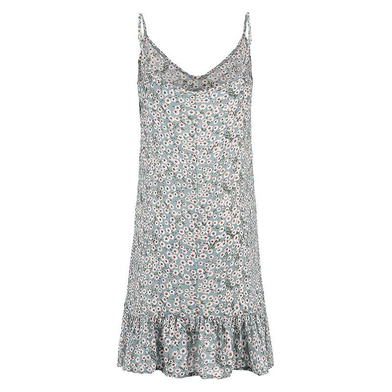 Floral Print Summer Dress Spaghetti Strap Mini Dress Ruffled Country in My Heart