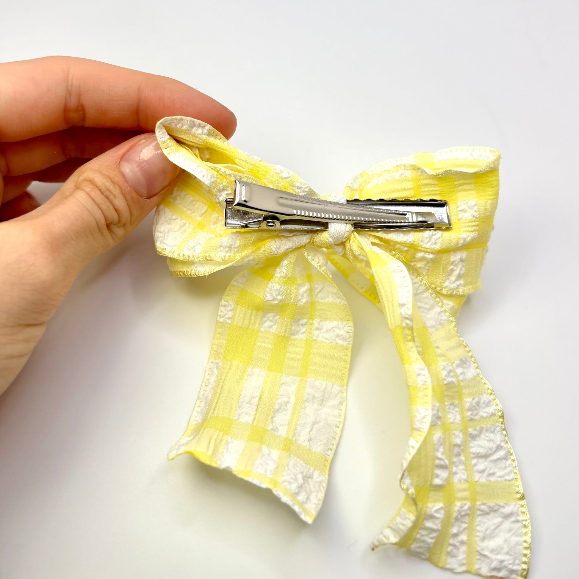 Yellow Gingham Spring Double Bow Enchanted Scrunch