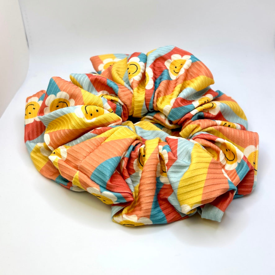 Smiley Daisy Boho Ribbed Scrunchie Enchanted Scrunch