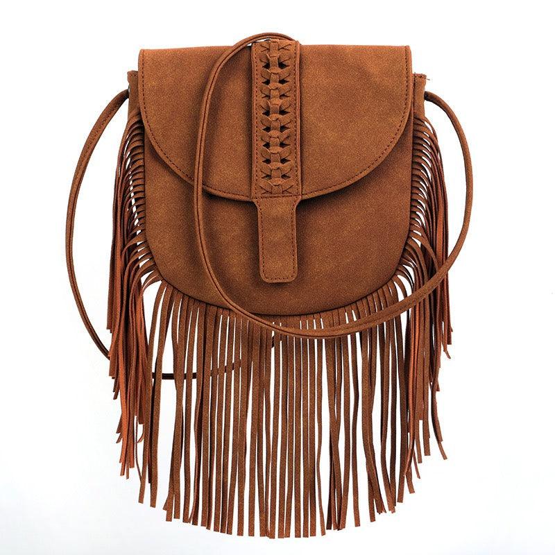 Dakota Tasseled Boho Leather Bag - Trendy Large Tassel Shoulder Bag Country in My Heart
