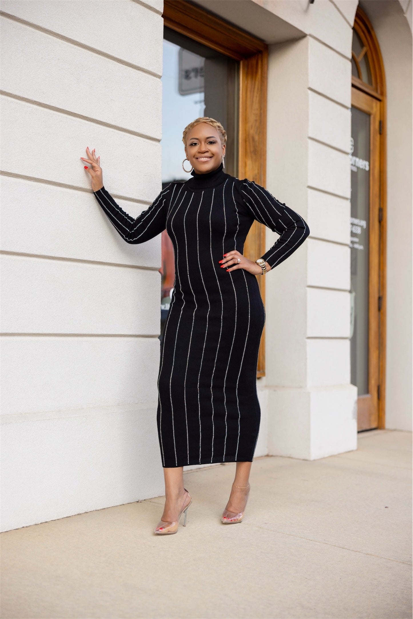Black Sweater Dress with Embellishments The Bella Noire Store