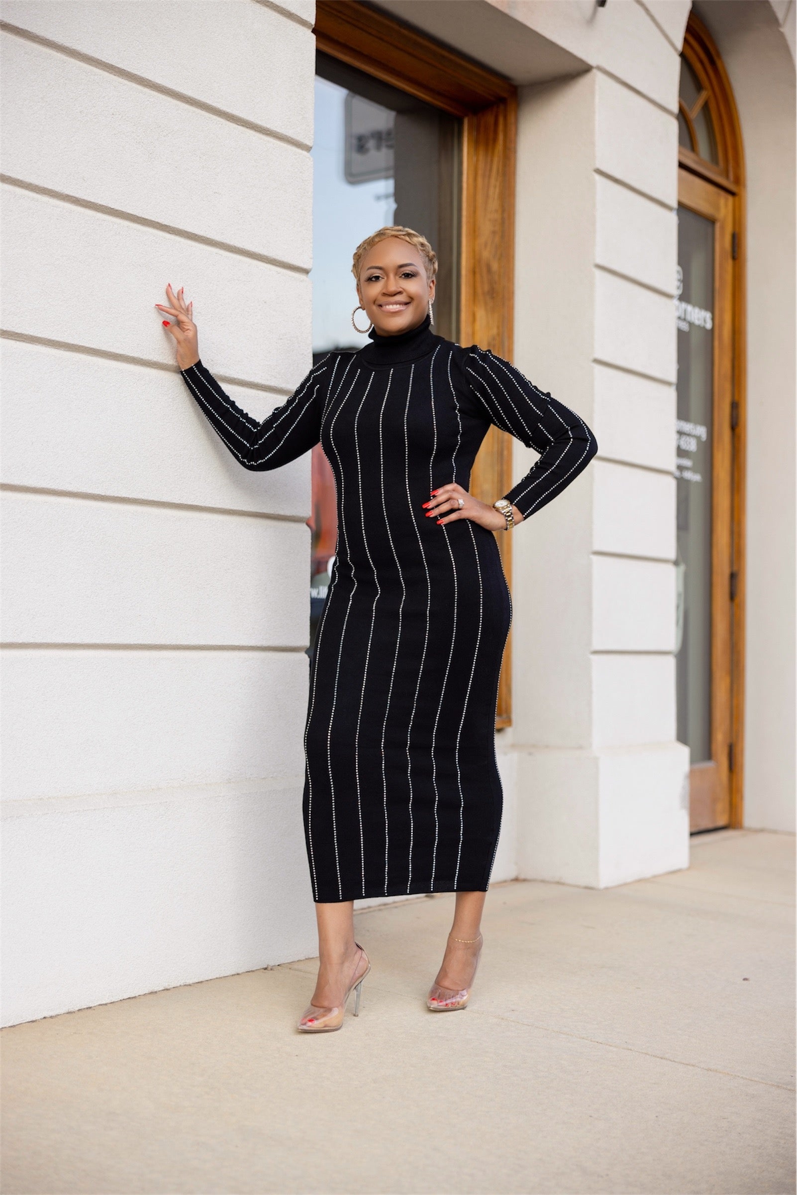 Black Sweater Dress with Embellishments The Bella Noire Store