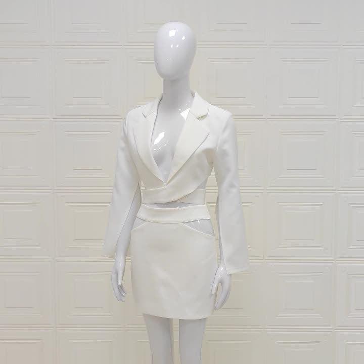 Chic White V-Neck Suit Set Country in My Heart