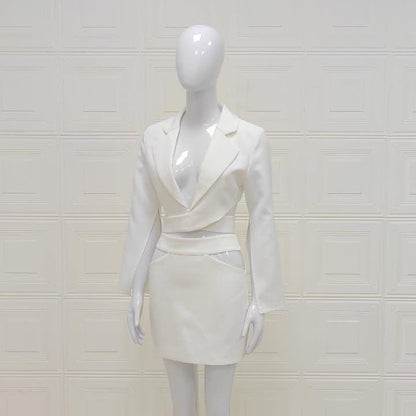 Chic White V-Neck Suit Set Country in My Heart