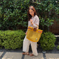 Yellow & Gold Chevron Mexican Tote Wood Handles MexiMexi